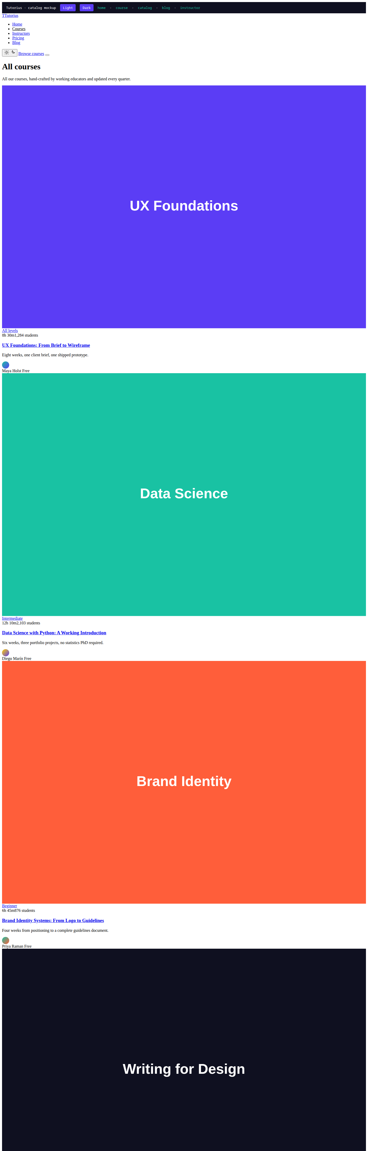 Tutorius course catalog