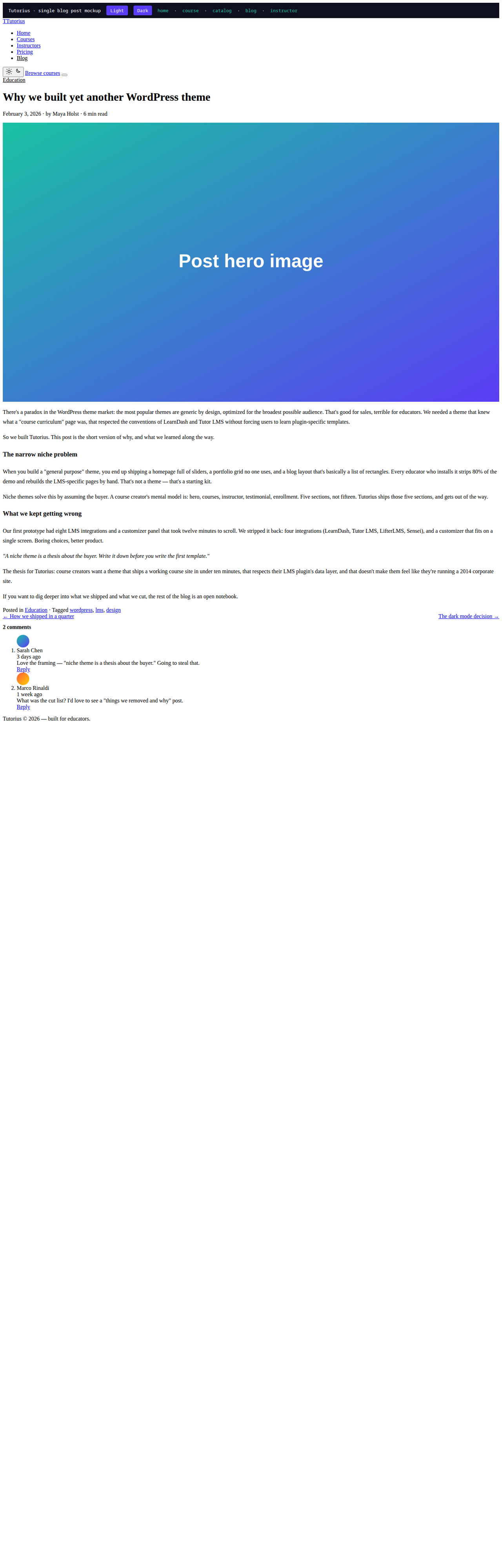 Tutorius blog post with comments