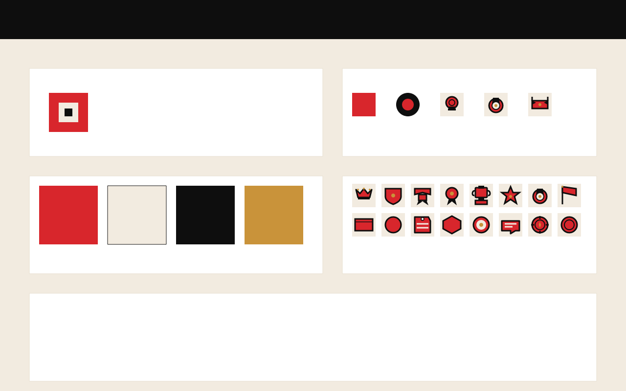 Brand identity sheet with logo, marks, palette, typography